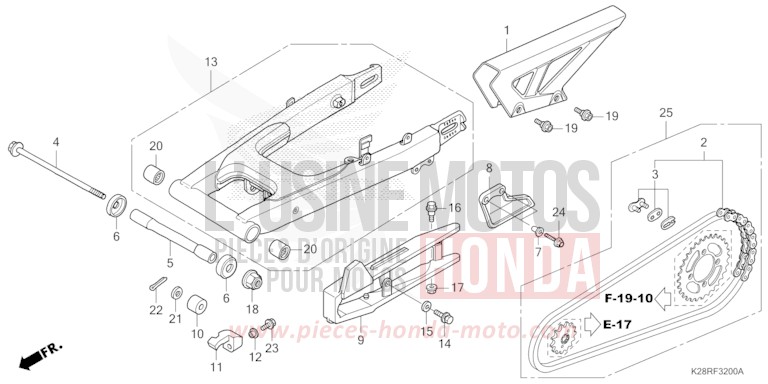 SWINGARM for CRF125F EXTREME RED (R292) from 2025