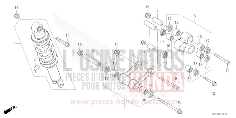 REAR CUSHION for CRF125F EXTREME RED (R292) from 2025