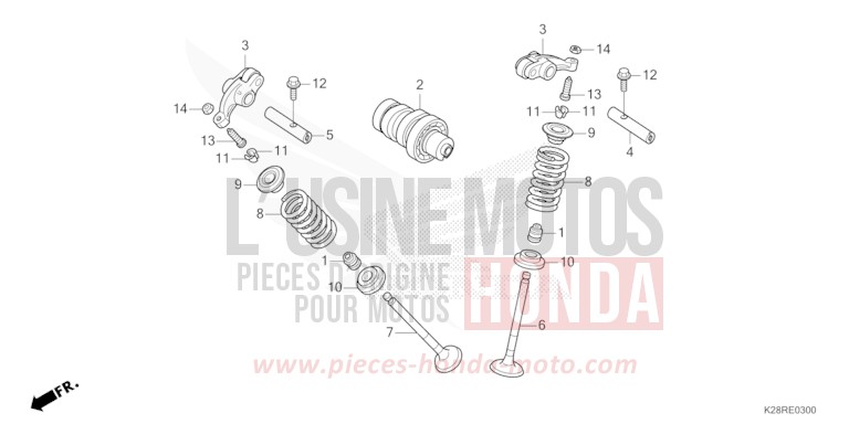 CAMSHAFT/VALVE for CRF125FB EXTREME RED (R292) from 2025