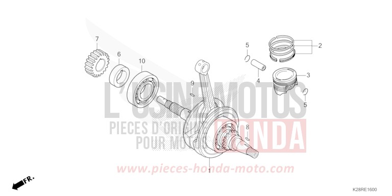 CRANKSHAFT/PISTON for CRF125FB EXTREME RED (R292) from 2025