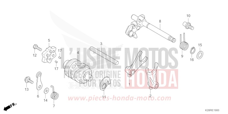 GEARSHIFT DRUM for CRF125FB EXTREME RED (R292) from 2025