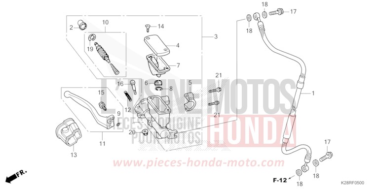 FRONT BRAKE MASTER CYLINDER for CRF125FB EXTREME RED (R292) from 2025