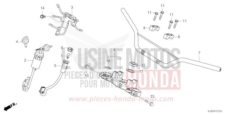 HANDLE PIPE for CRF125FB EXTREME RED (R292) from 2025