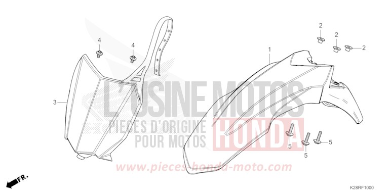 PARAFANGO ANTERIORE per CRF125FB EXTREME RED (R292) del 2025