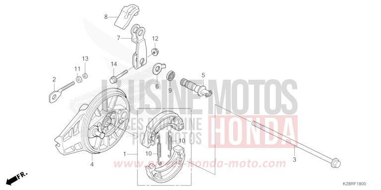 REAR BRAKE PANEL for CRF125FB EXTREME RED (R292) from 2025