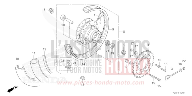 REAR WHEEL for CRF125FB EXTREME RED (R292) from 2025