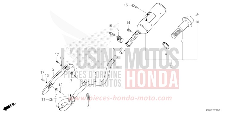 EXHAUST MUFFLER for CRF125FB EXTREME RED (R292) from 2025