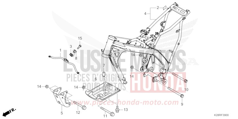 FRAME BODY for CRF125FB EXTREME RED (R292) from 2025