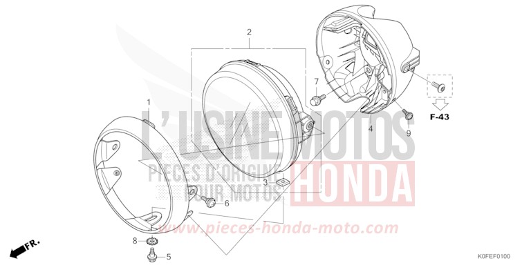 HEADLIGHT for Z125MA PEARL NEBULA RED (R376X) from 2022