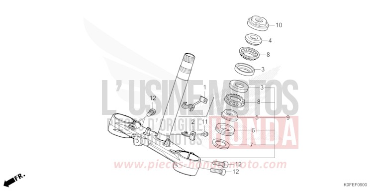STEERING STEM for Monkey PEARL NEBULA RED (R376X) from 2022