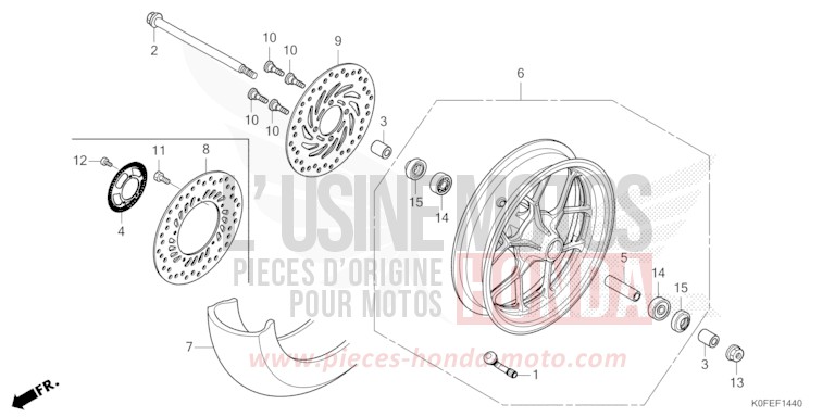 FRONT WHEEL for Z125MA PEARL NEBULA RED (R376X) from 2022