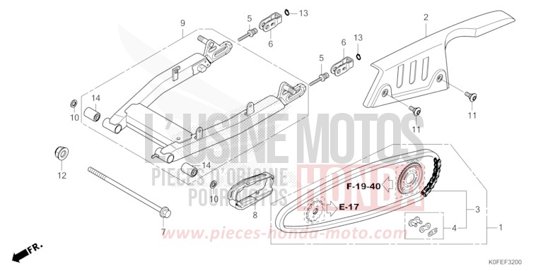 SWINGARM for Z125MA PEARL NEBULA RED (R376X) from 2022