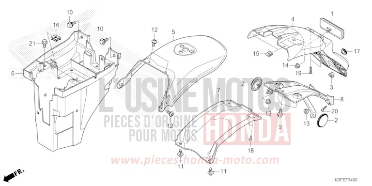 REAR FENDER for Monkey PEARL NEBULA RED (R376X) from 2022