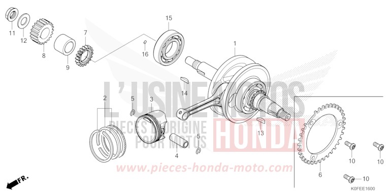 CRANKSHAFT/PISTON for Monkey PEARL SHINING BLACK (NHB98E) from 2022