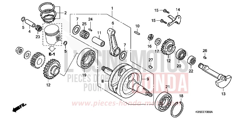 CRANKSHAFT/PISTON for NSR125R BLACK (NH1) from 2001