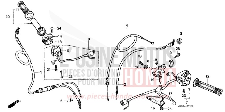 HANDLE LEVER/SWITCH/CABLE for NSR125R BLACK (NH1) from 2001