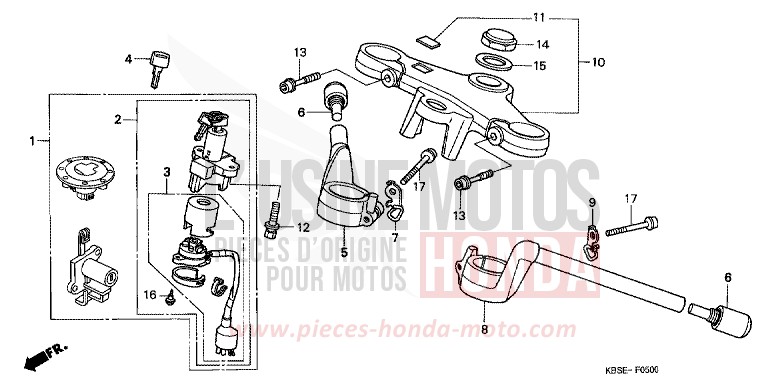 HANDLE PIPE/TOP BRIDGE for NSR125R BLACK (NH1) from 2001