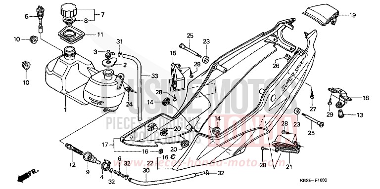 SIDE COVER/OIL TANK for NSR125R BLACK (NH1) from 2001