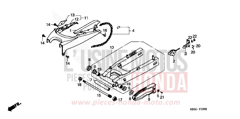 SWINGARM/CHAIN CASE for NSR125R BLACK (NH1) from 2001