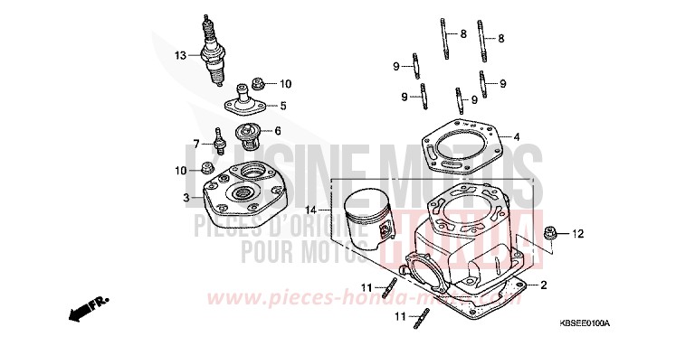 CYLINDER/CYLINDER HEAD for NSR125R SPARKLING RED (R127) from 2001