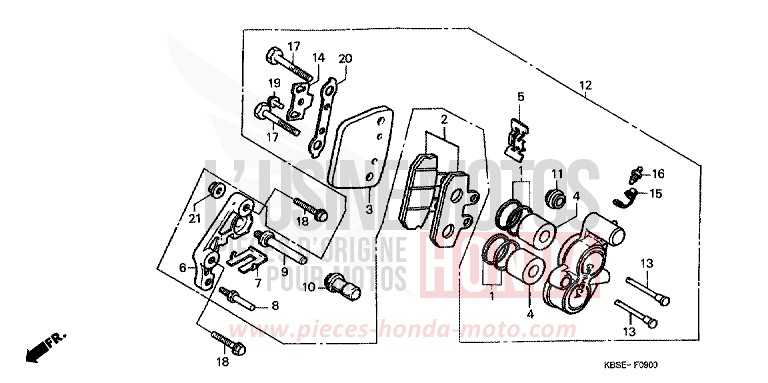 FRONT BRAKE CALIPER for NSR125R SPARKLING RED (R127) from 2001