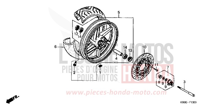 FRONT WHEEL for NSR125R SPARKLING RED (R127) from 2001