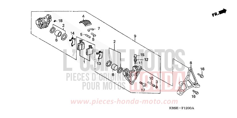 REAR BRAKE CALIPER for NSR125R SPARKLING RED (R127) from 2001