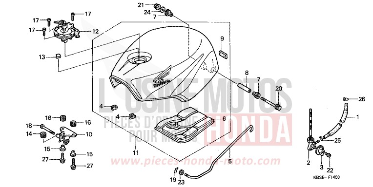 FUEL TANK for NSR125R SPARKLING RED (R127) from 2001