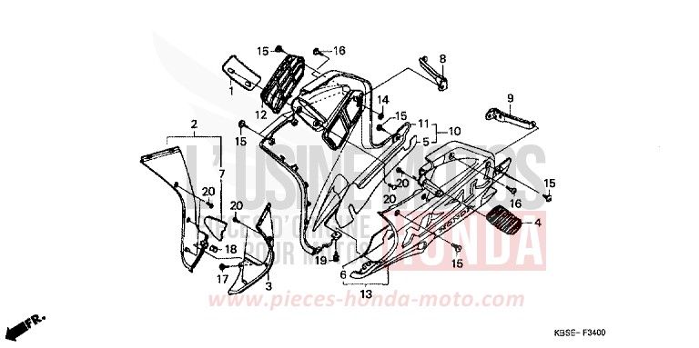 LOWER COWL for NSR125R SPARKLING RED (R127) from 2001