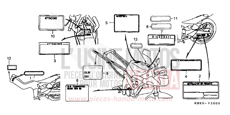 CAUTION LABEL for NSR125R BLACK (NH1D) from 2000