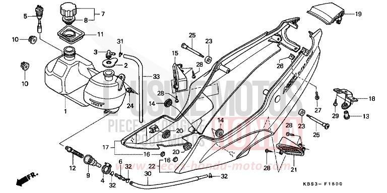 SIDE COVER/OIL TANK for NSR125R MOODY BLUE METALLIC (PB296K) from 2000