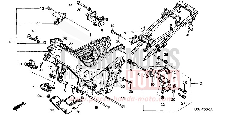 FRAME BODY for NSR125R MOODY BLUE METALLIC (PB296K) from 2000