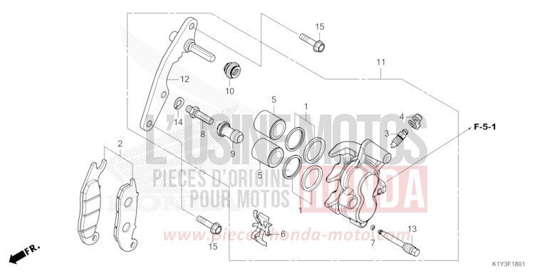FRONT BRAKE CALIPER (WW125A) for WW125 PEARL JASMINE WHITE (NHB35) from 2023