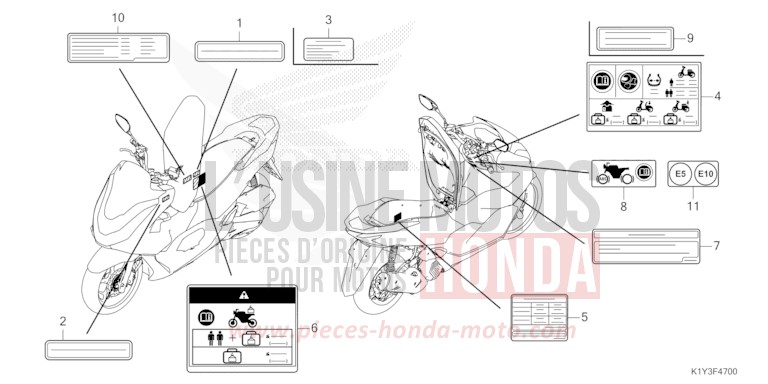 CAUTION LABEL for WW125 PEARL JASMINE WHITE (NHB35) from 2023