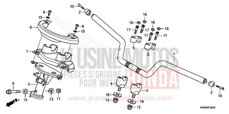 HANDLE PIPE/HANDLE COVER for WW125 M00NDUST SILVER METALLIC (NHB29) from 2013