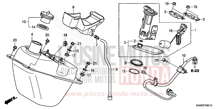 FUEL TANK (WW125EX2C/EX2D/EX2E/D) for WW125 PEARL COOL WHITE (NHA16) from 2013