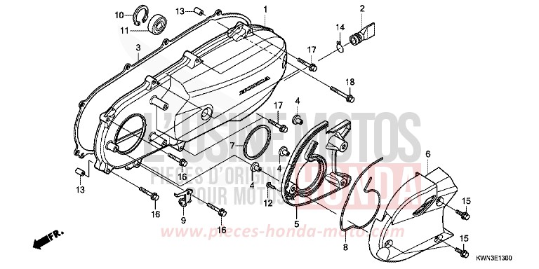 LEFT SIDE COVER for WW125 PEARL NIGHTSTAR BLACK (NHA84) from 2013