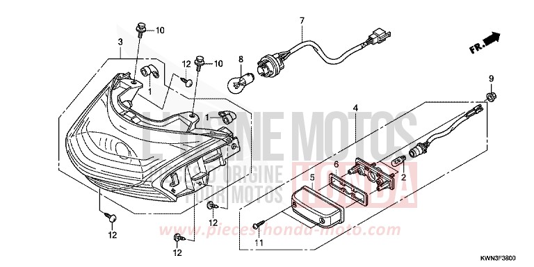 TAILLIGHT for WW125 PEARL SIENA RED (R320) from 2013