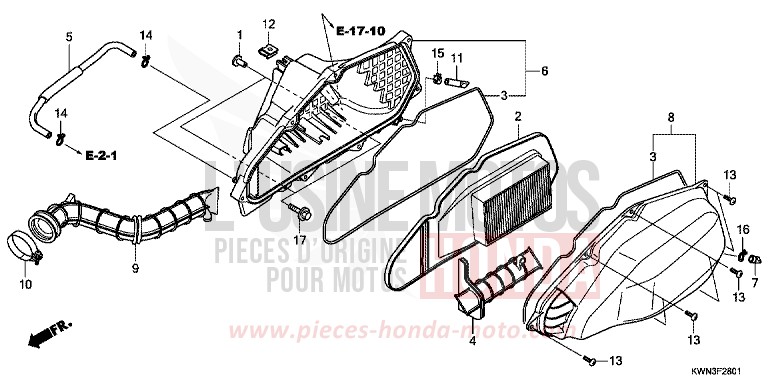 AIR CLEANER (WW125EX2C/EX2D/EX2E/D) for WW125 PETROL BLUE METALLIC (B183) from 2013