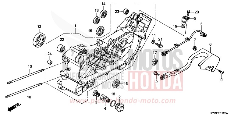 LEFT CRANKCASE (WW125EX2A/EX2B) for WW125 ASTEROID BLACK METALLIC (NHA35) from 2010