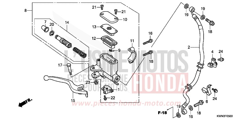 FR. BRAKE MASTER CYLINDER (WW125EX2A/EX2B) for WW125 ASTEROID BLACK METALLIC (NHA35) from 2010