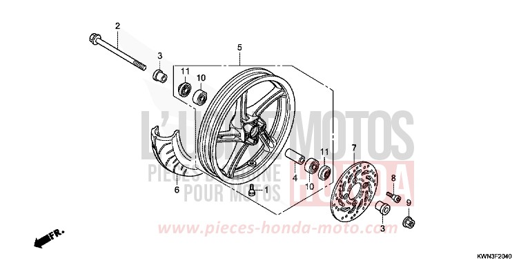FRONT WHEEL for WW125 ASTEROID BLACK METALLIC (NHA35) from 2010