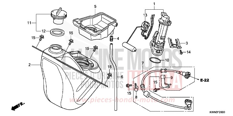 FUEL TANK (WW125EX2A/EX2B) for WW125 ASTEROID BLACK METALLIC (NHA35) from 2010