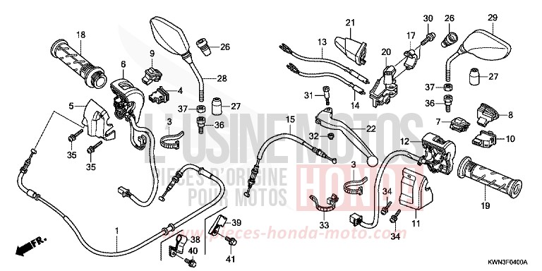HANDLE LEVER/SWITCH/CABLE for WW125 PEARL HIMALAYAS WHITE (NHA87) from 2010