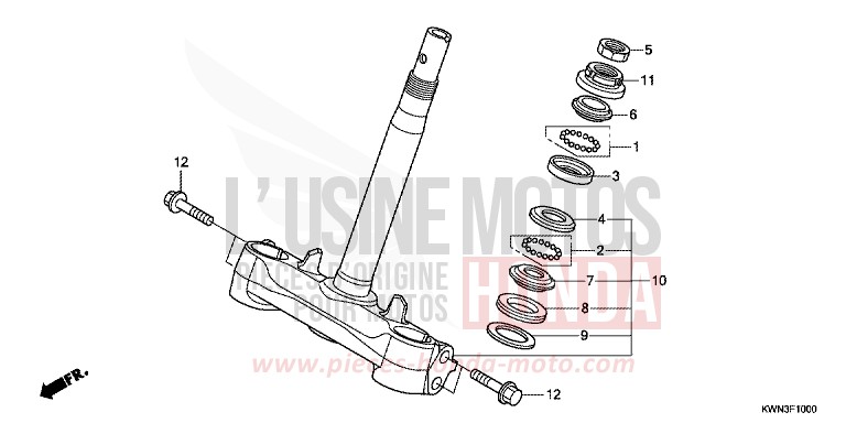 STEERING STEM (WW125EX2A/EX2B) for WW125 PEARL HIMALAYAS WHITE (NHA87) from 2010
