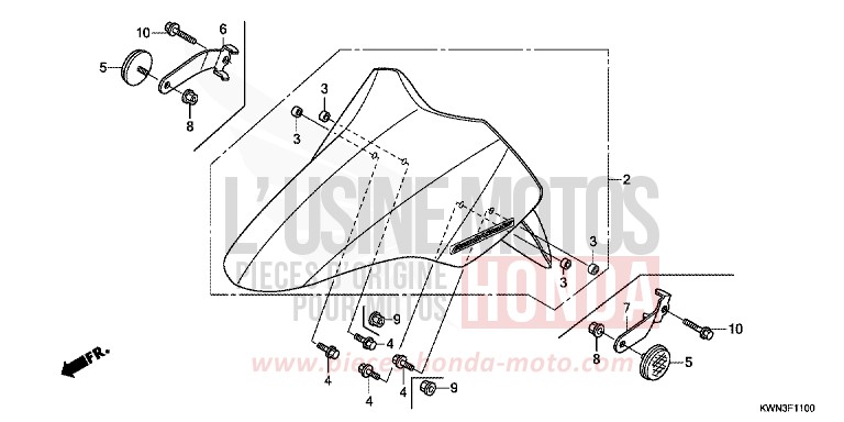 FRONT FENDER for WW125 PEARL HIMALAYAS WHITE (NHA87) from 2010