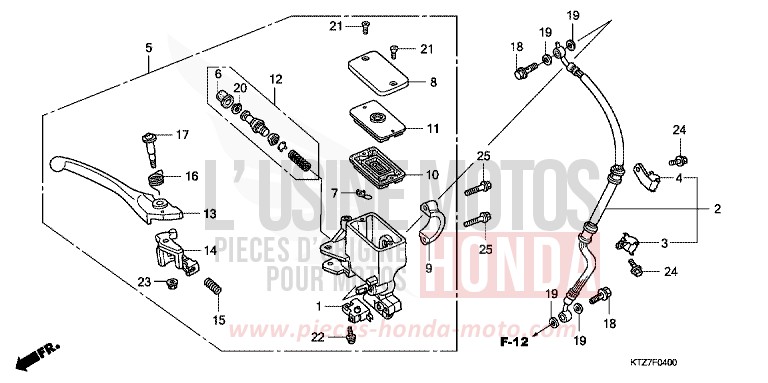 FR. BRAKE MASTER CYLINDER for PS125i INTERSTELLAR BLACK METALLIC (NHA12) from 2006