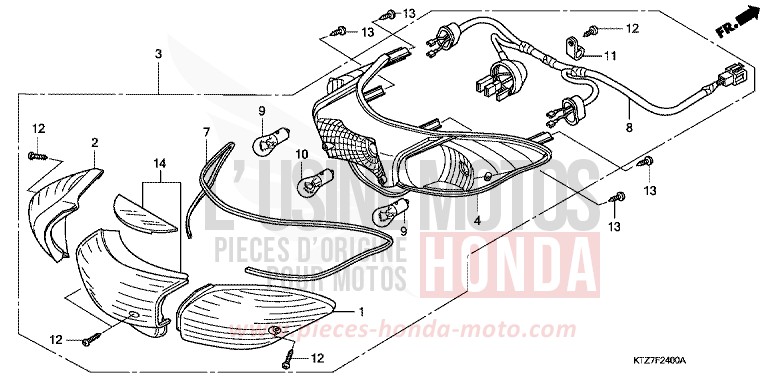 REAR COMBINATION LIGHT for PS125i MAX SILVER METALLIC (NH129) from 2007