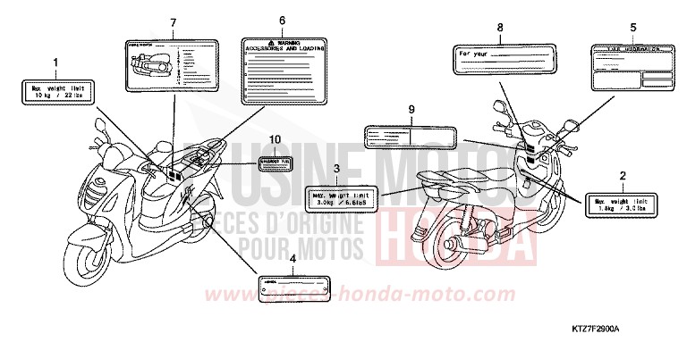 CAUTION LABEL (PES125/PES125R) for PS125i MAX SILVER METALLIC (NH129) from 2007