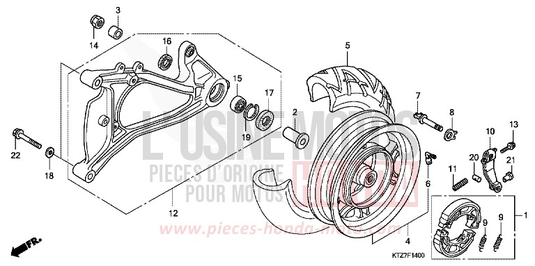REAR WHEEL/SWINGARM for PS125i WINTER LAKE BLUE METALLIC (PB187) from 2007